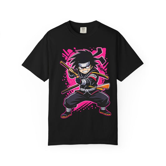 Ninja Warrior Graphic T-Shirt — Fierce Samurai Cartoon Tee for Anime Fans
