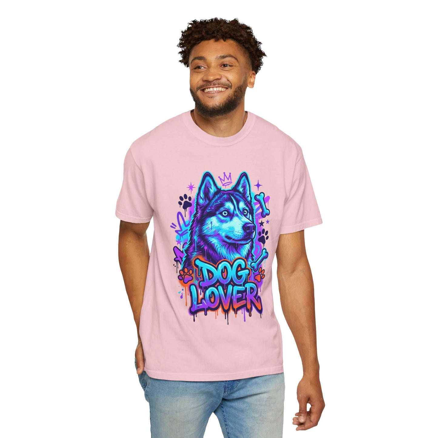 Dog Lover T-Shirt — Neon Husky Graphic Tee