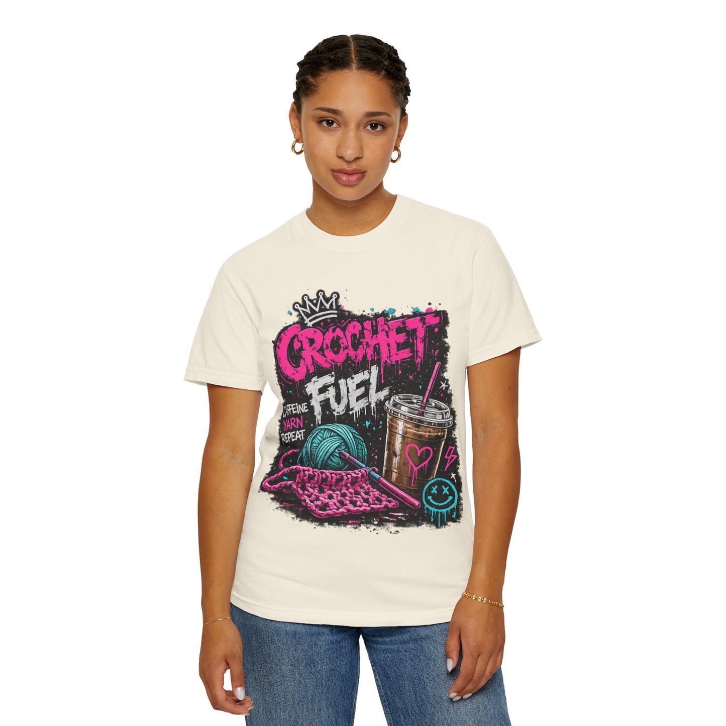 Crochet Fuel T-Shirt — Funny Yarn & Coffee Crochet Tee for Crafters