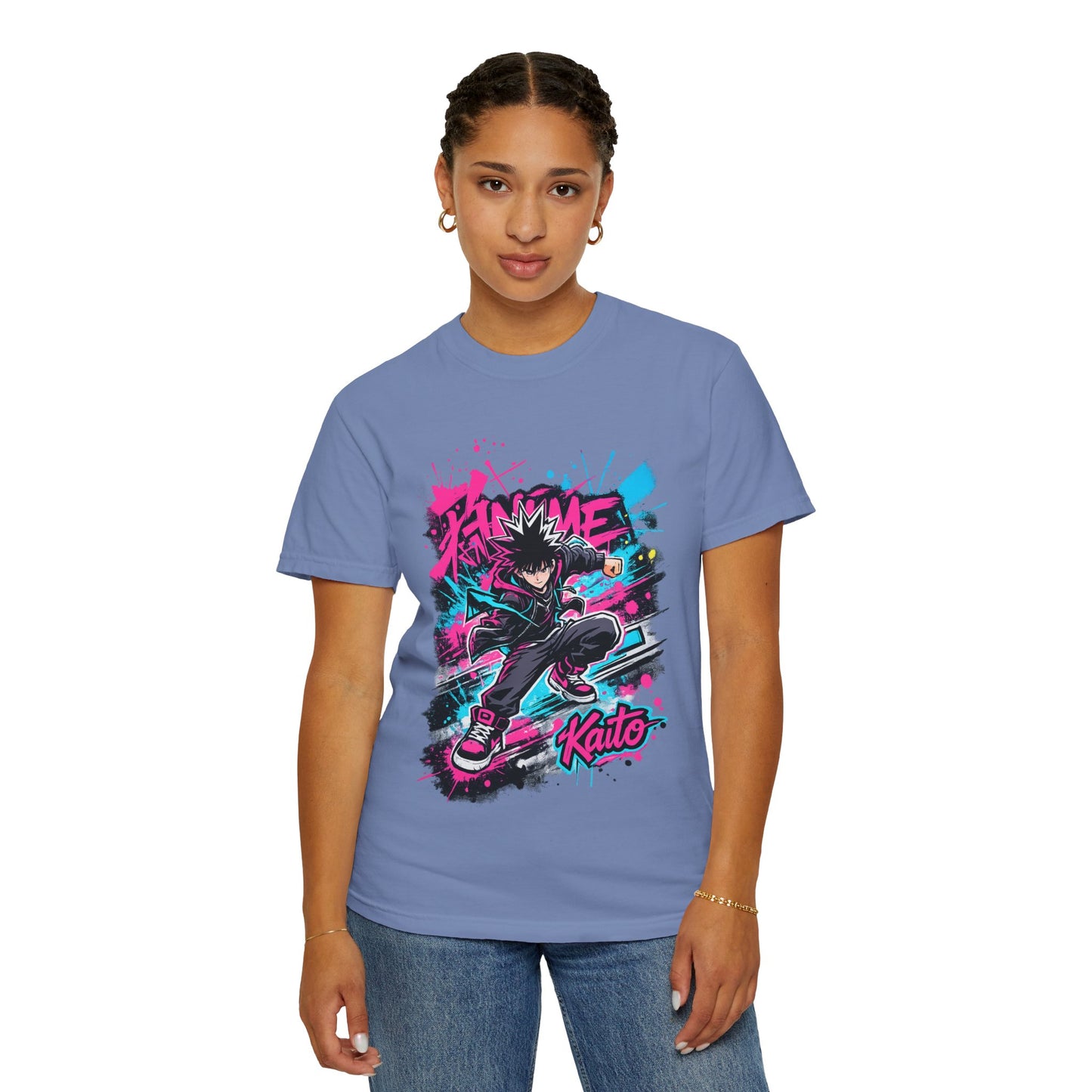 Skater Kaito Graphic T-Shirt — Neon Anime Streetwear