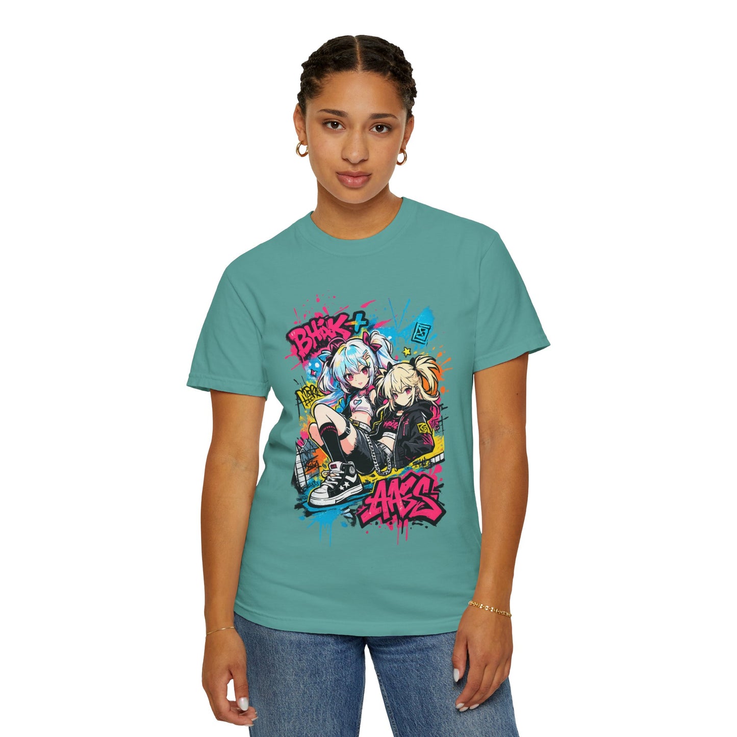 Anime Streetwear T-Shirt — 'Bucks & Sakes' Graffiti Girls Graphic Tee