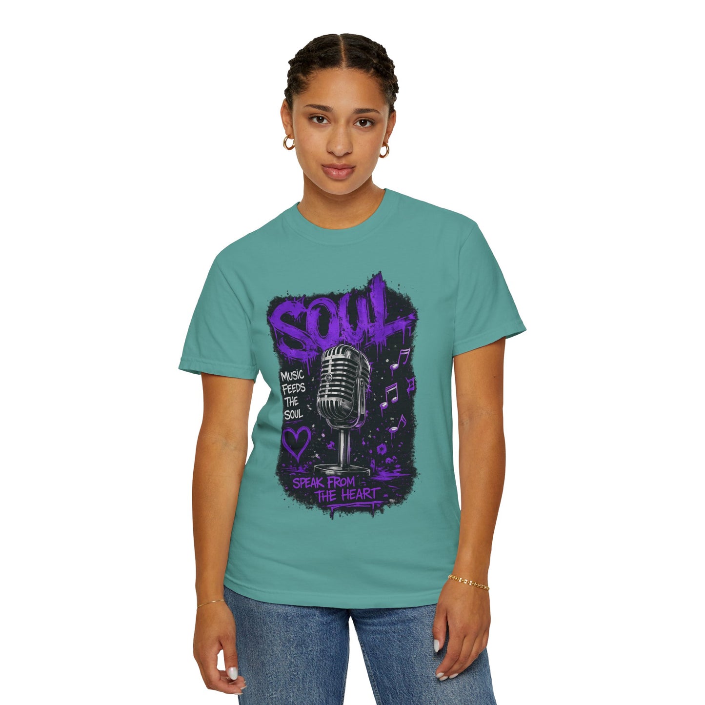 Soul Microphone T-Shirt — "Music Feeds the Soul" Vintage Mic Tee