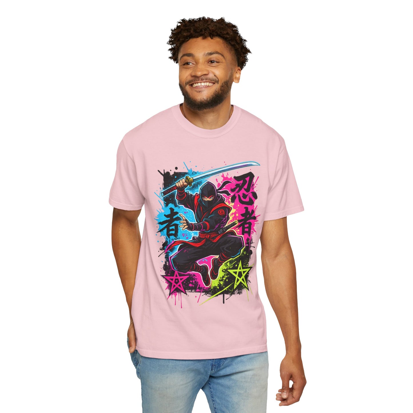 Neon Ninja Graphic T-Shirt — Vibrant Samurai Skate Style