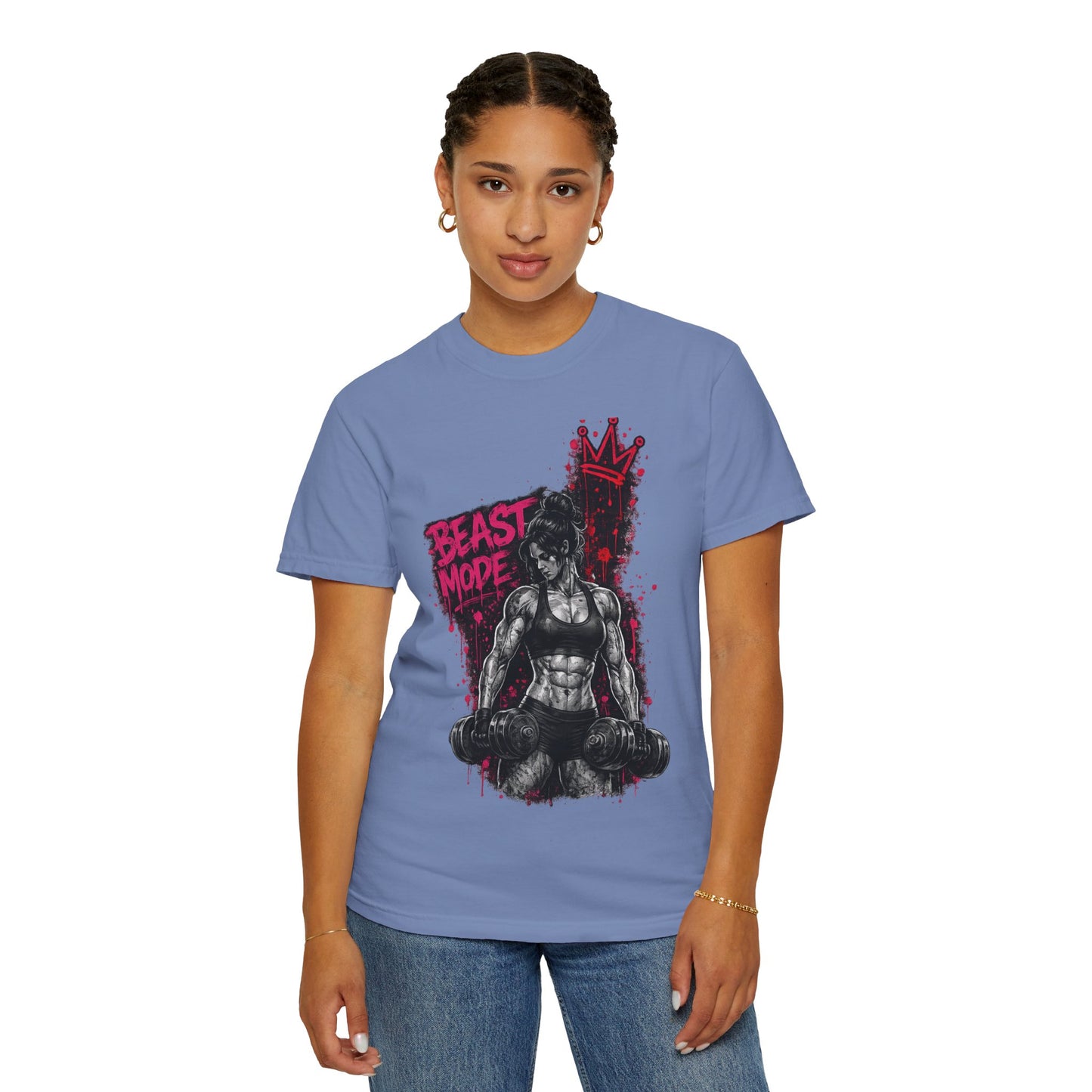 Beast Mode Crown T‑Shirt — Women's Fitness Graphic Tee