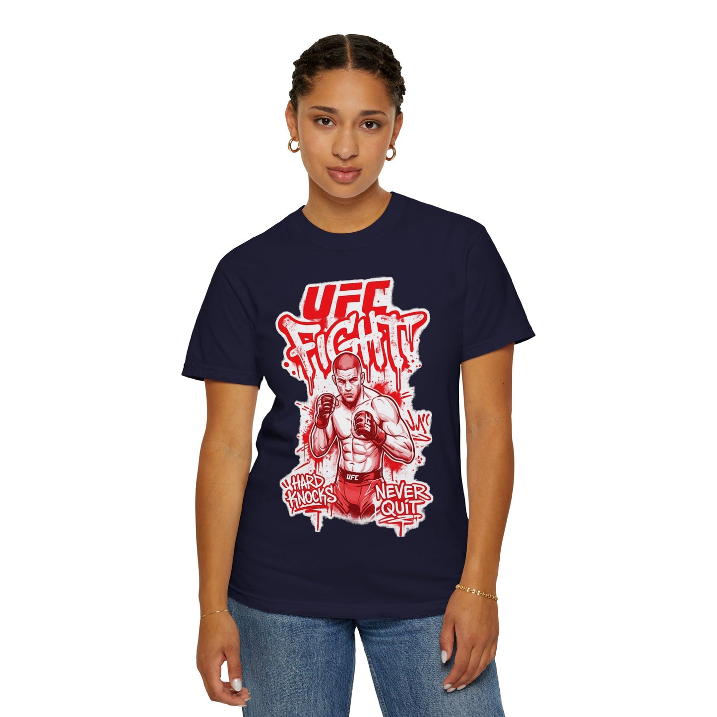 Fight Club MMA T-Shirt — 'UFC Fight' Graphic Tee, 'Hard Knocks Never Quit'