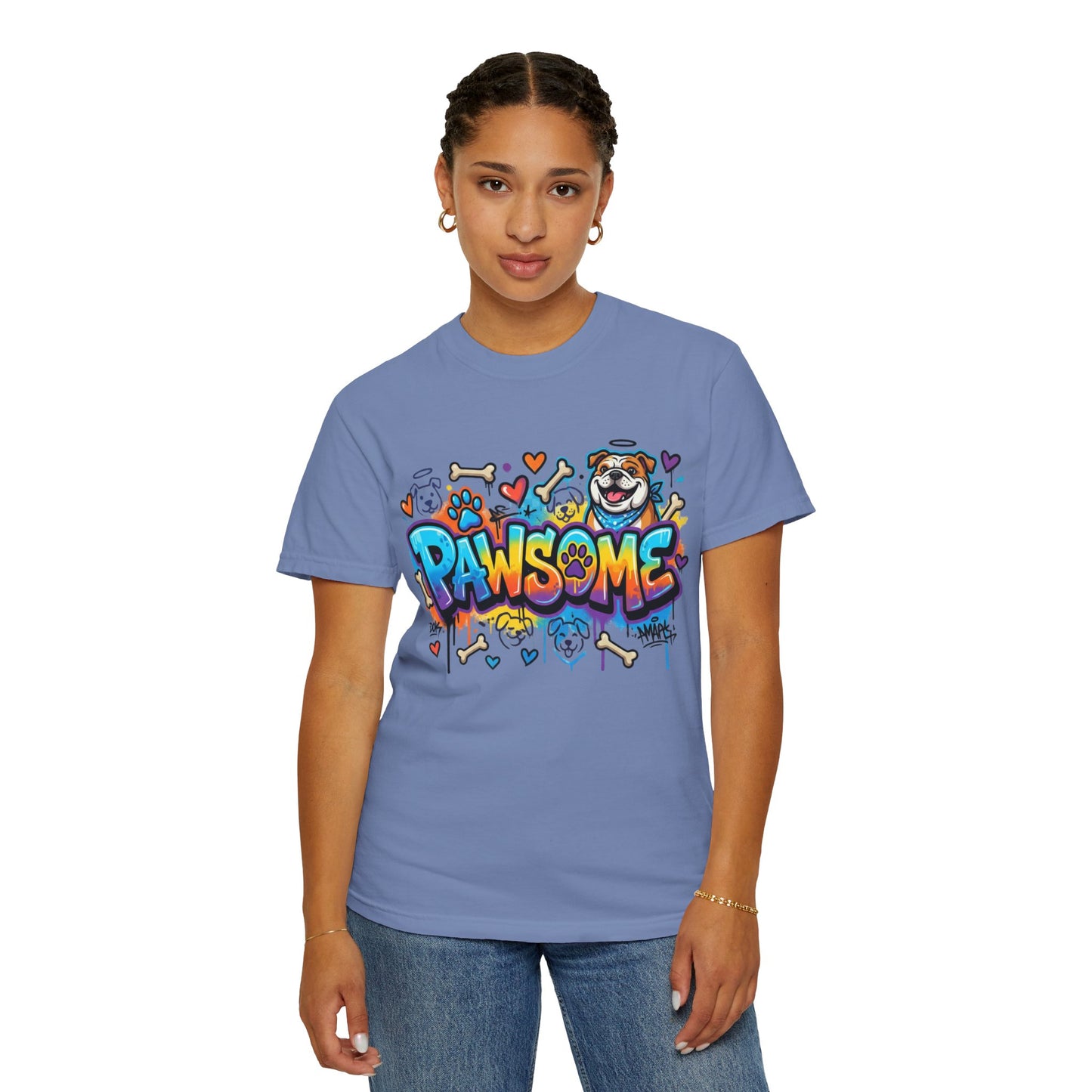 Pawsome Graffiti Dog T-Shirt — Colorful Pet Lover Tee