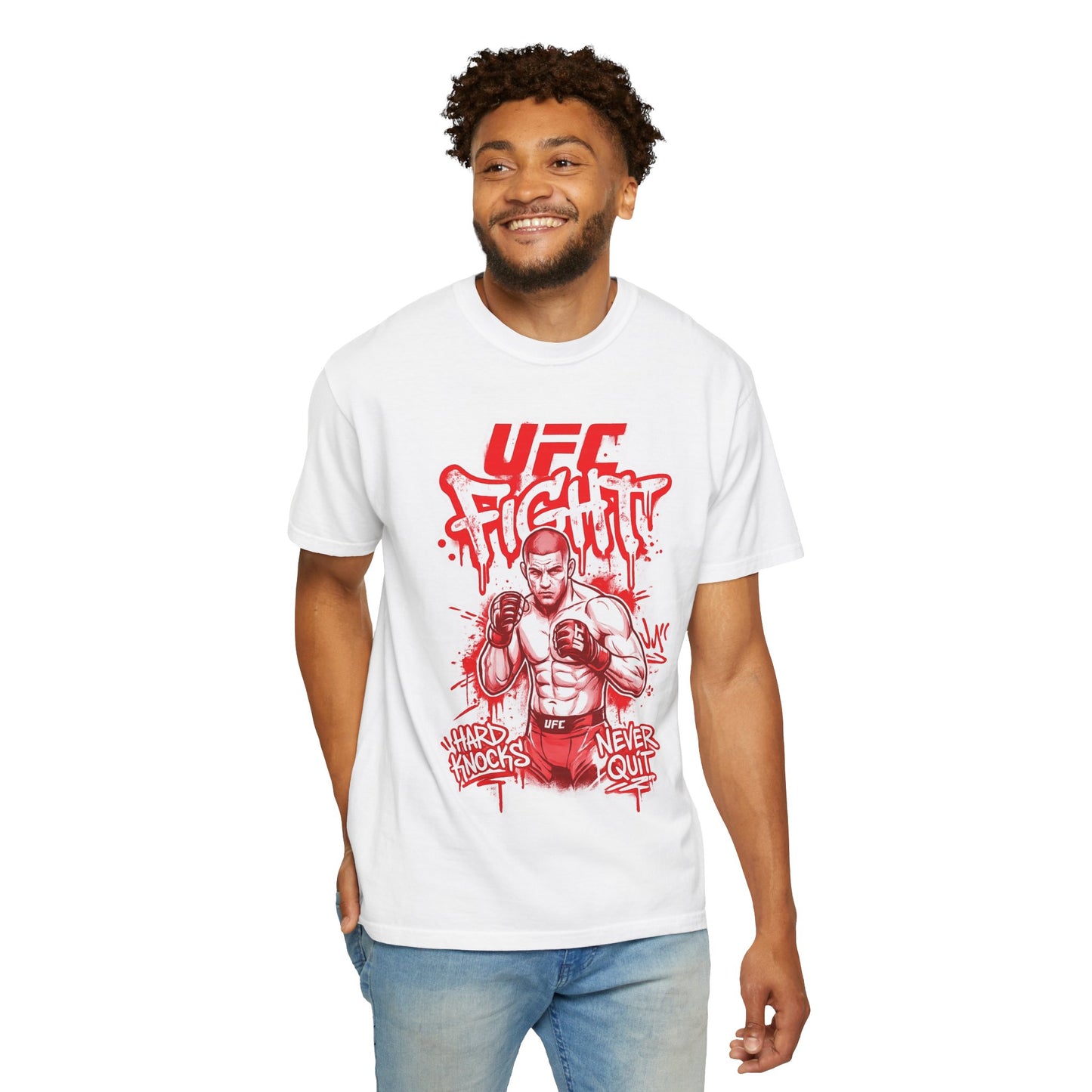 Fight Club MMA T-Shirt — 'UFC Fight' Graphic Tee, 'Hard Knocks Never Quit'