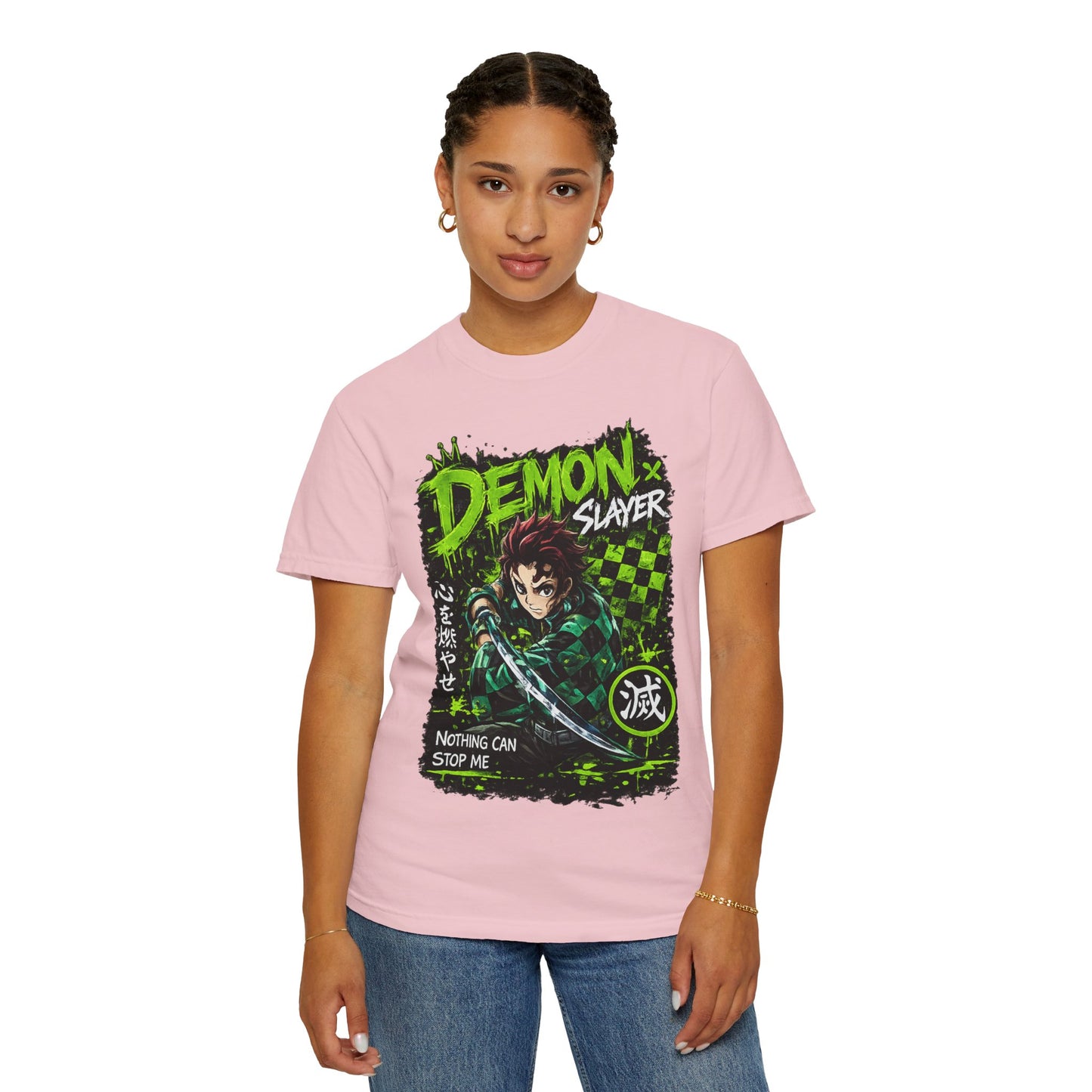 Demon Slayer Graphic T-Shirt — 'Nothing Can Stop Me' Anime Hero Tee