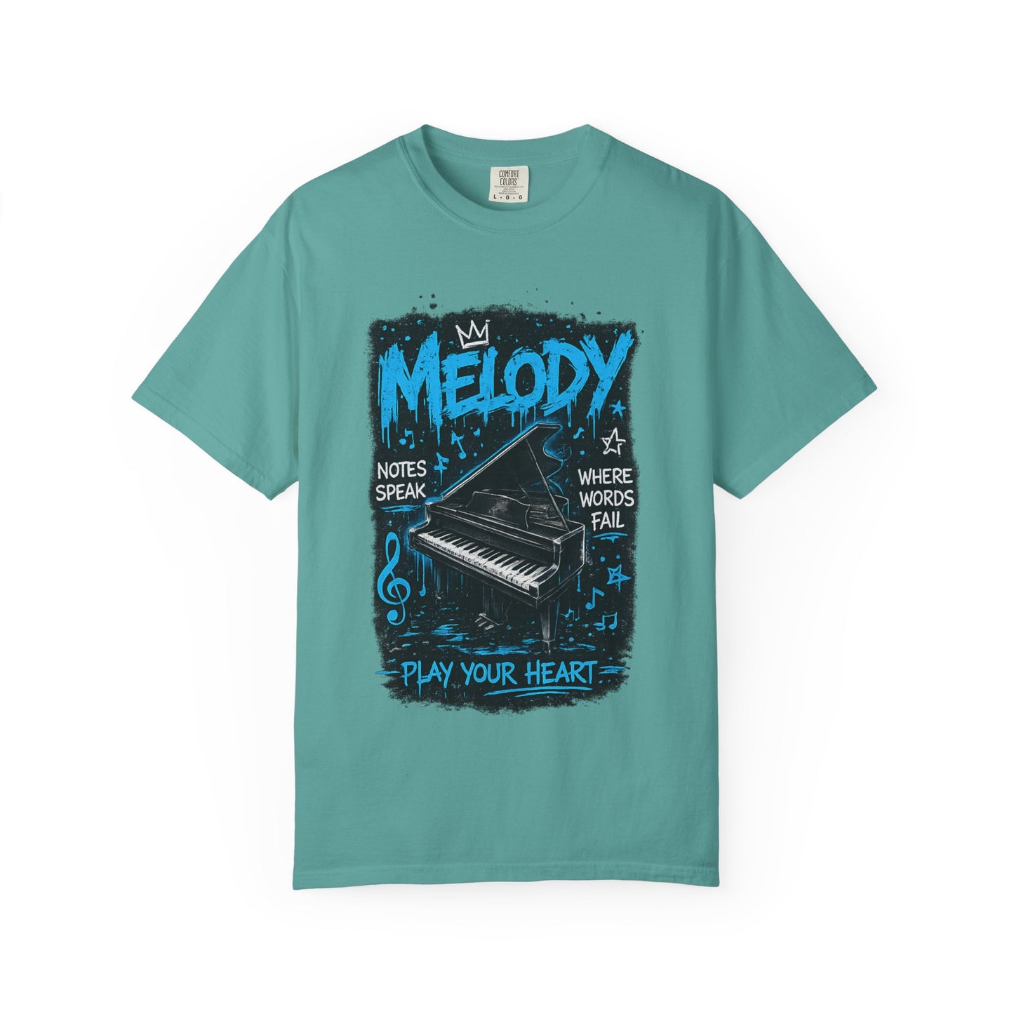 Melody Piano Graphic T-Shirt — "Play Your Heart" Music Lover Tee
