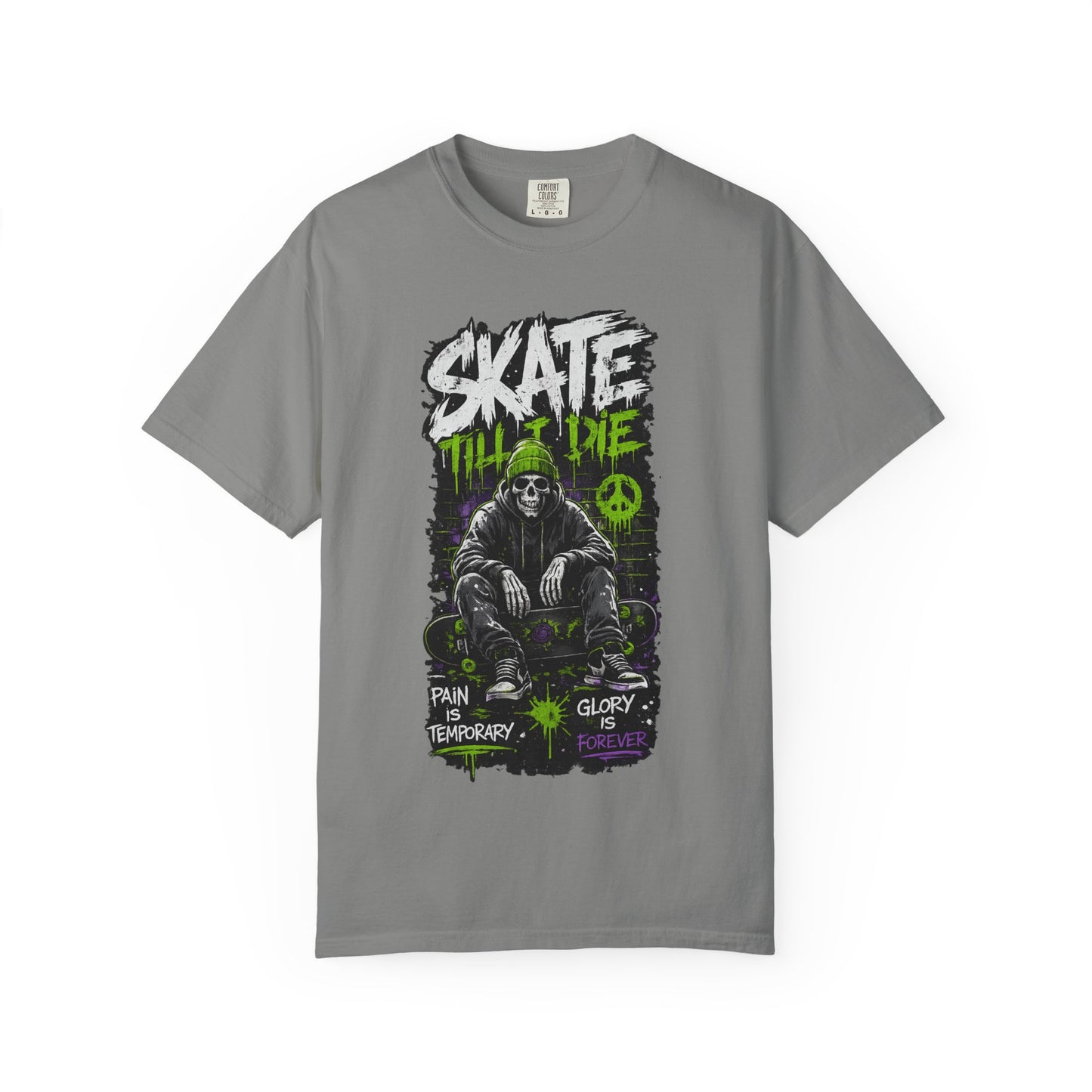 Skate Till I Die Graphic T-Shirt — Grim Reaper Skateboard Design