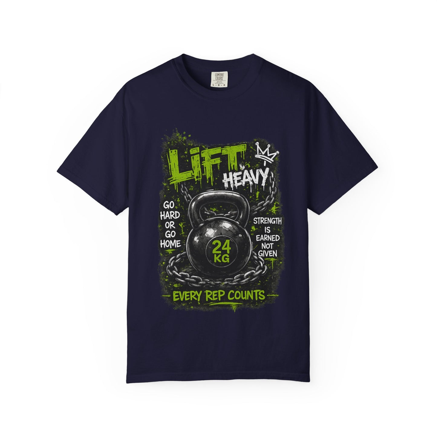 Kettlebell 'Lift Heavy' T-Shirt — Every Rep Counts Gym Tee