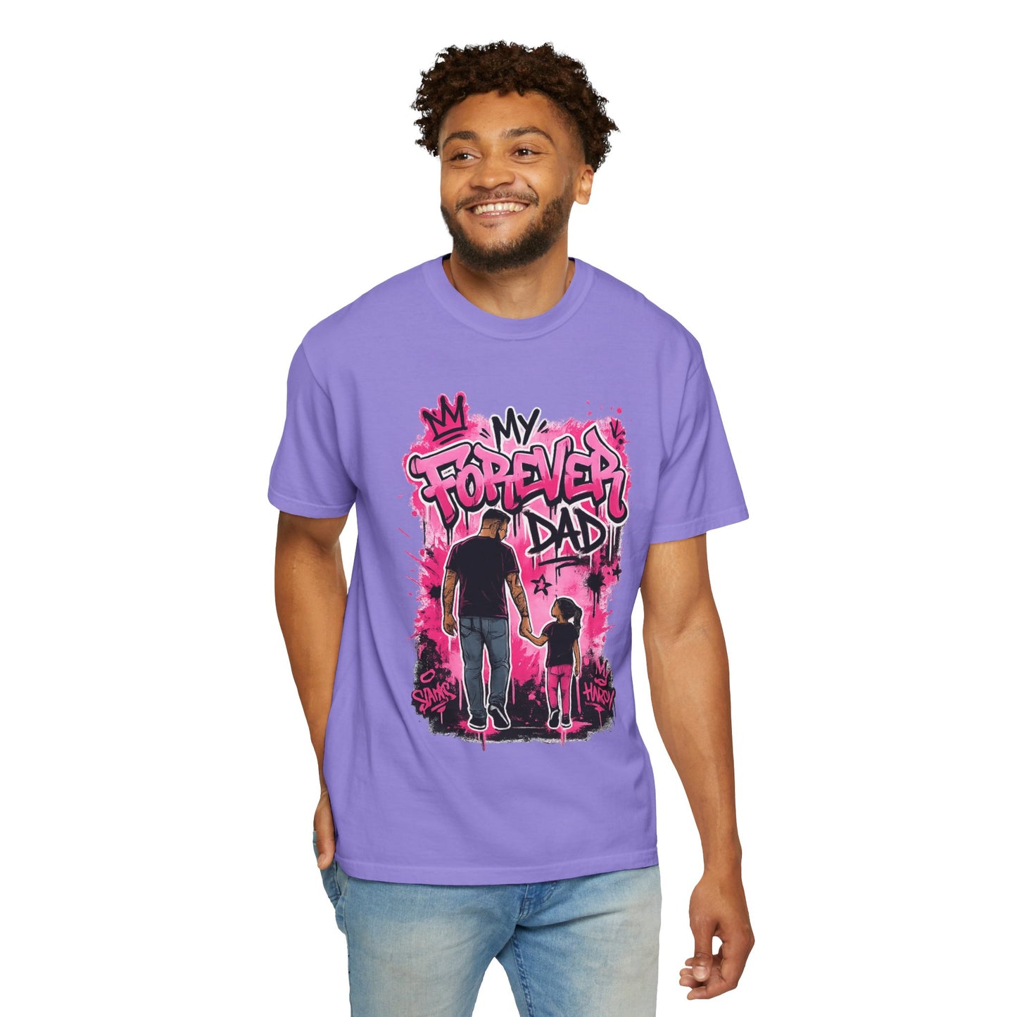 My Forever Dad graffiti father daughter T-Shirt | silhouette, pink spraypaint