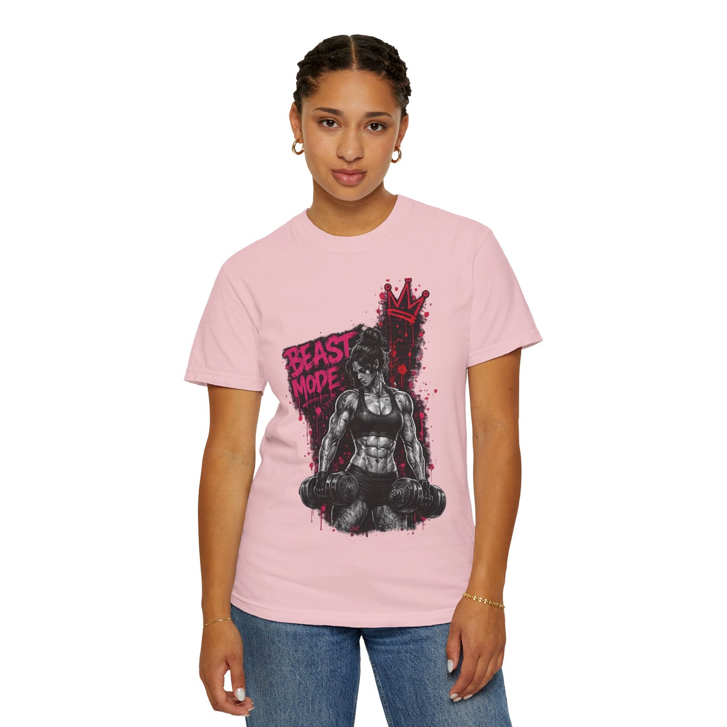 Beast Mode Crown T‑Shirt — Women's Fitness Graphic Tee