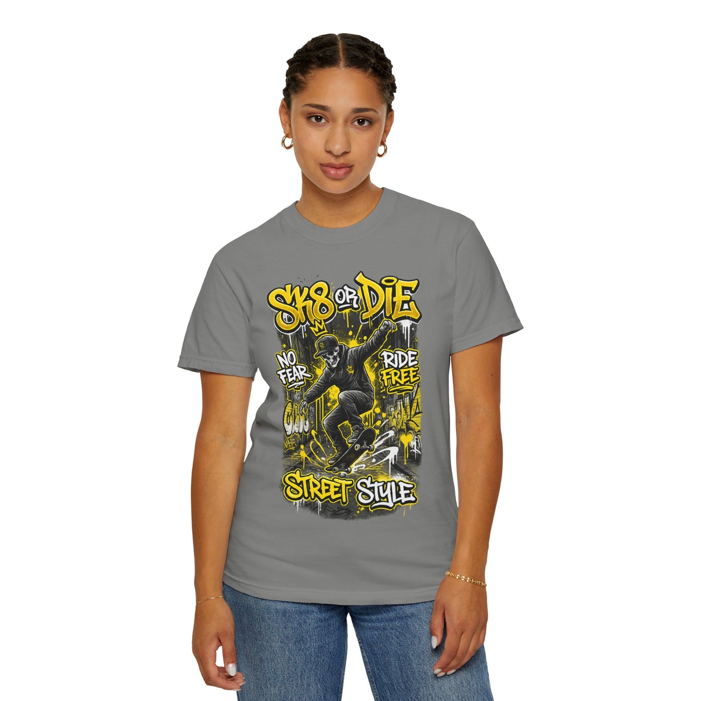 Skate or Die Street Style T-Shirt — Skateboard No Fear, Ride Free Graphic Tee