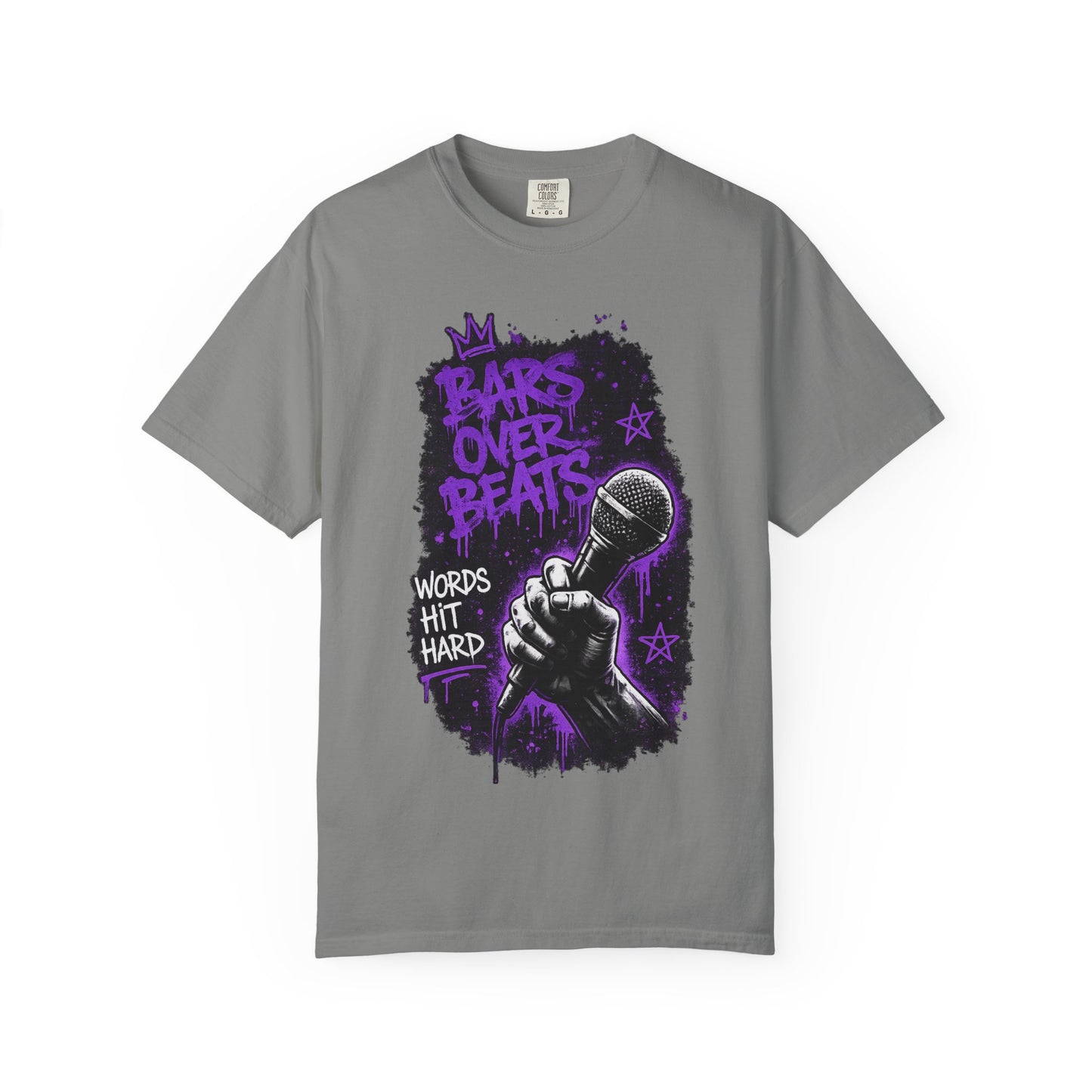Bars Over Beats Microphone T‑Shirt — "Words Hit Hard" Rap Graphic Tee