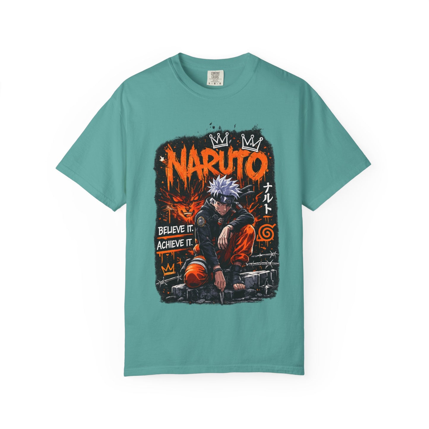Anime Graphic T-Shirt - "Believe It, Achieve It" Naruto Streetwear Tee