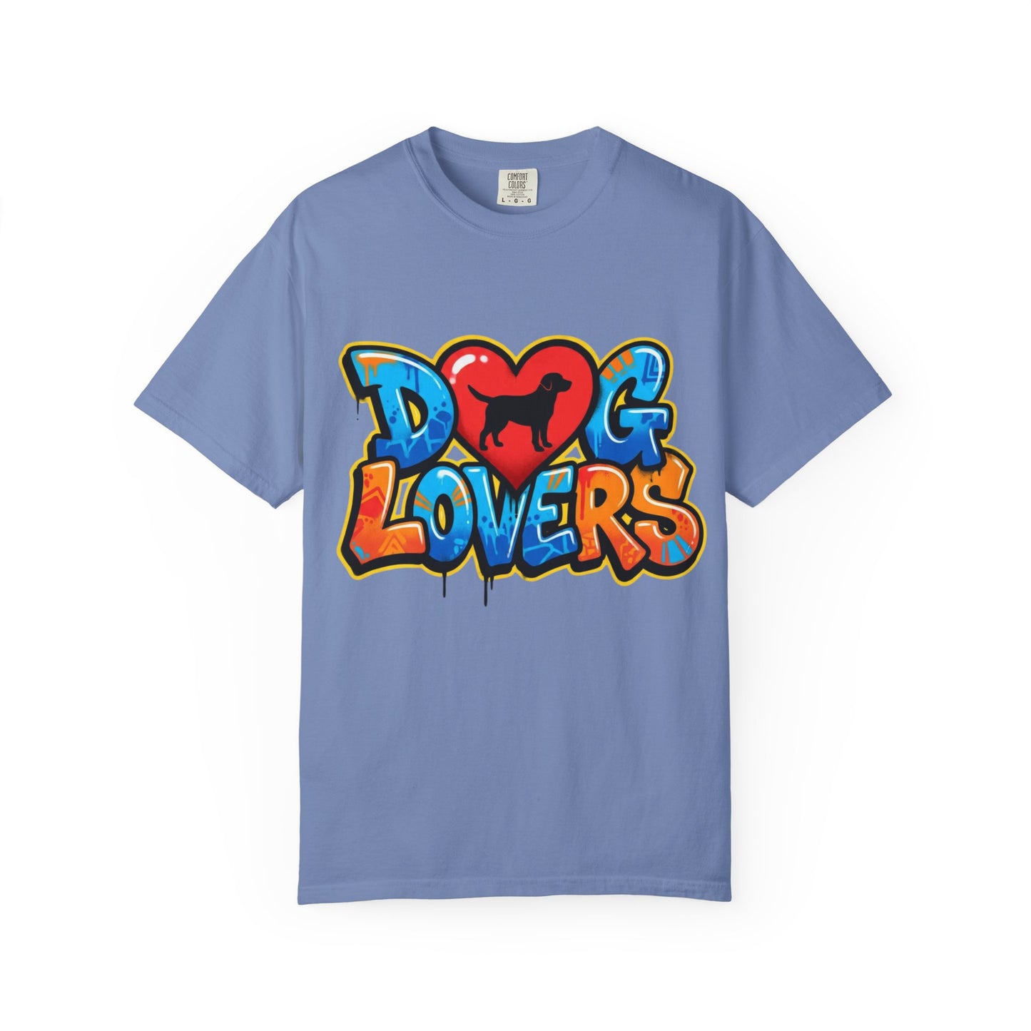 Dog Lovers Graffiti T-Shirt — Heart & Silhouette Pet Lover Tee