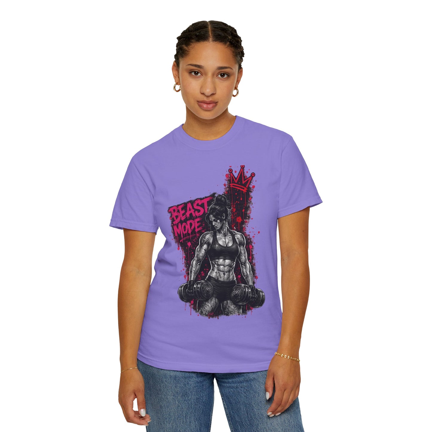 Beast Mode Crown T‑Shirt — Women's Fitness Graphic Tee