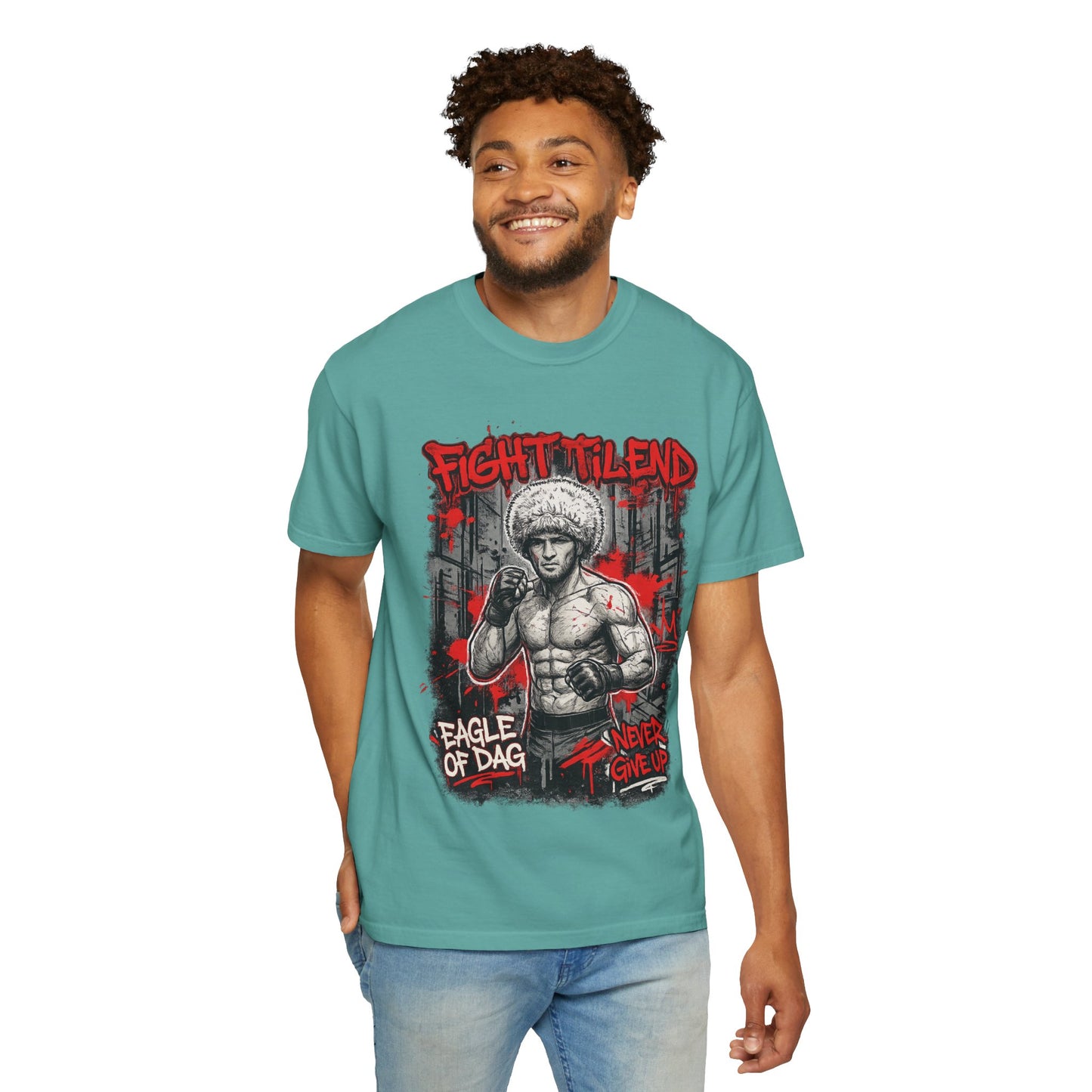 Fight Milend Boxing T-Shirt — "Eagle of Dag" Never Give Up Graphic Tee