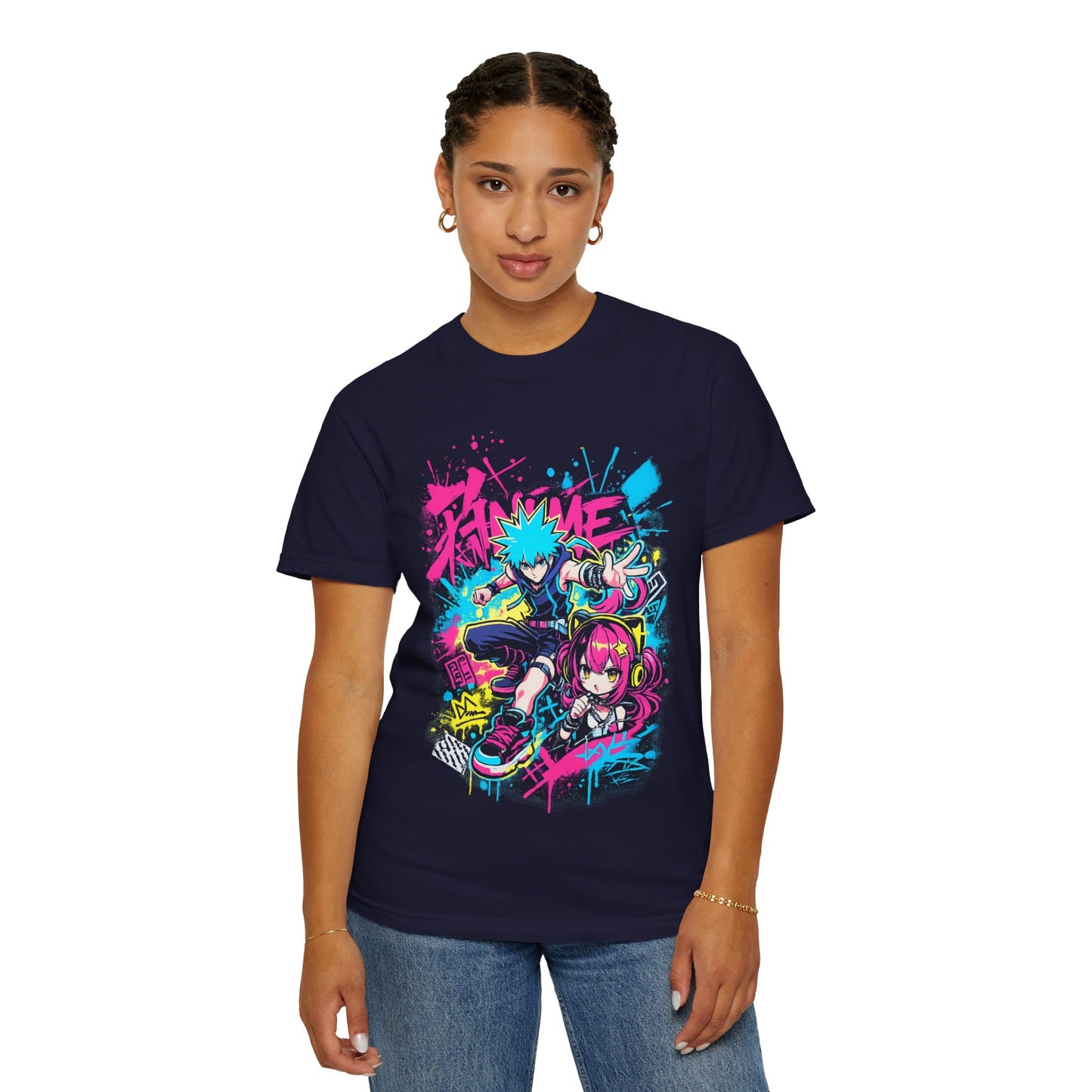 Anime Streetwear T‑Shirt — Neon Punk 'Eat Me' Graphic