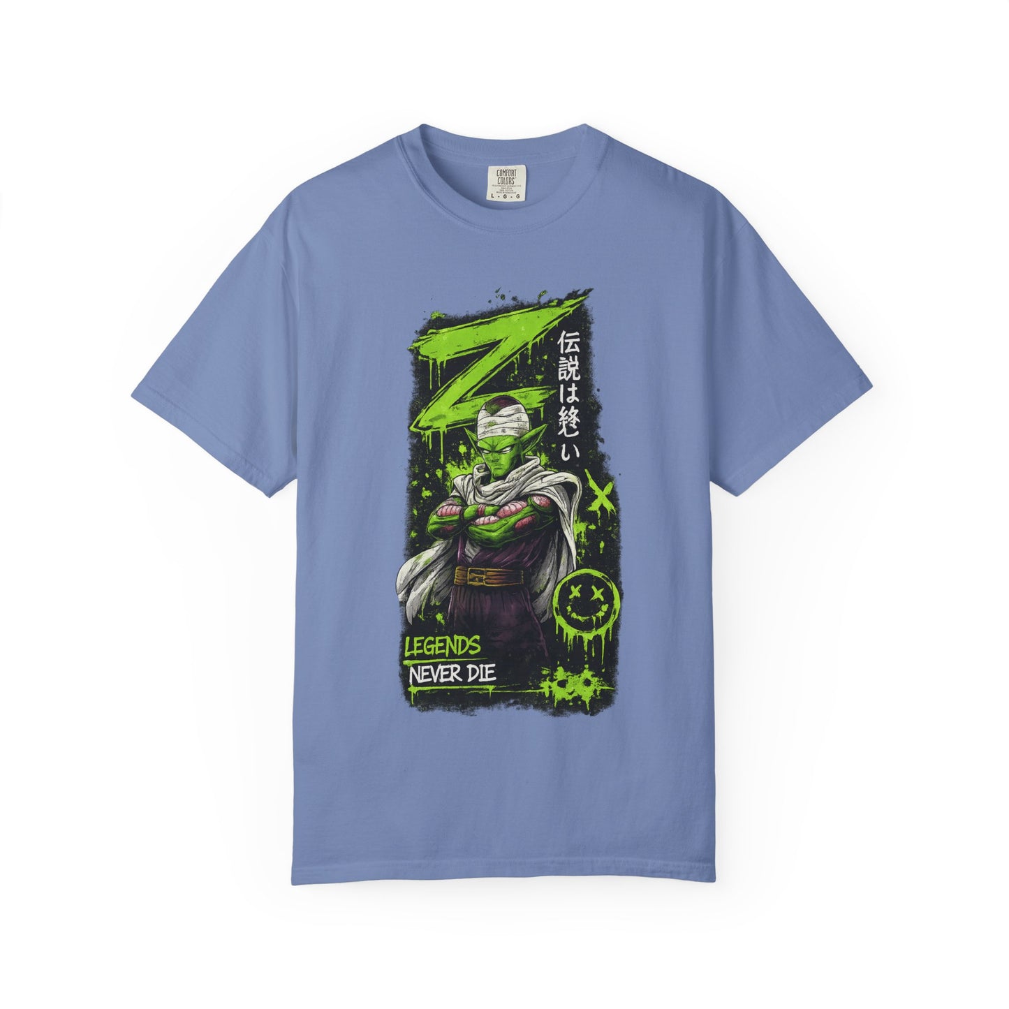 Dragon Warrior Graphic T-Shirt — "Legends Never Die" Neon Green Anime Design