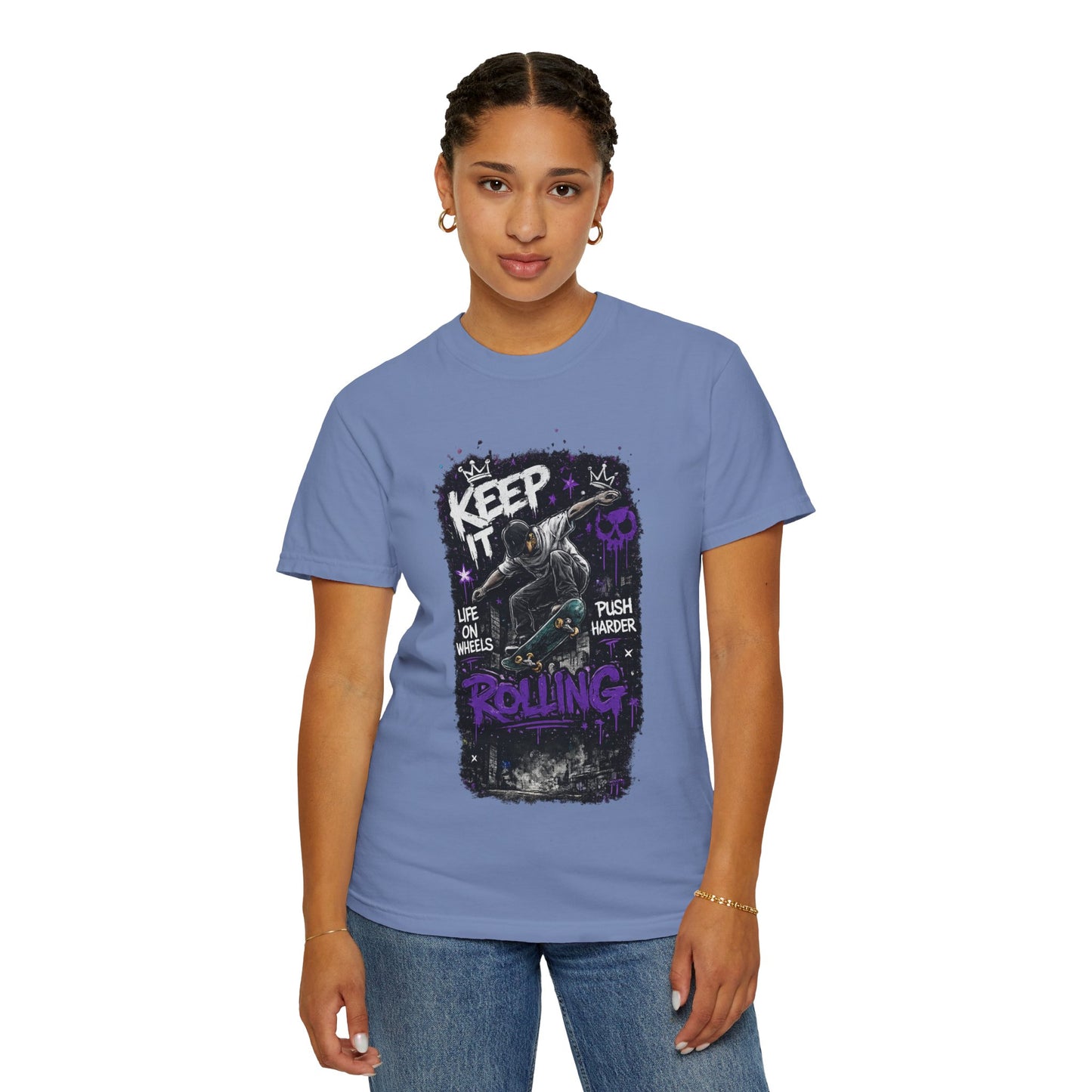 Keep It Rolling Skateboard T-Shirt — "Keep It Rolling" Graphic Tee