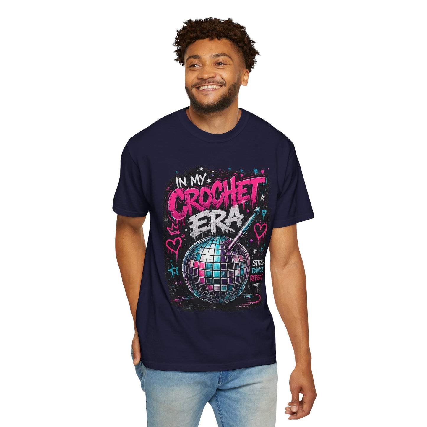 In My Crochet Era T-Shirt — Retro Disco Crochet Graphic Tee