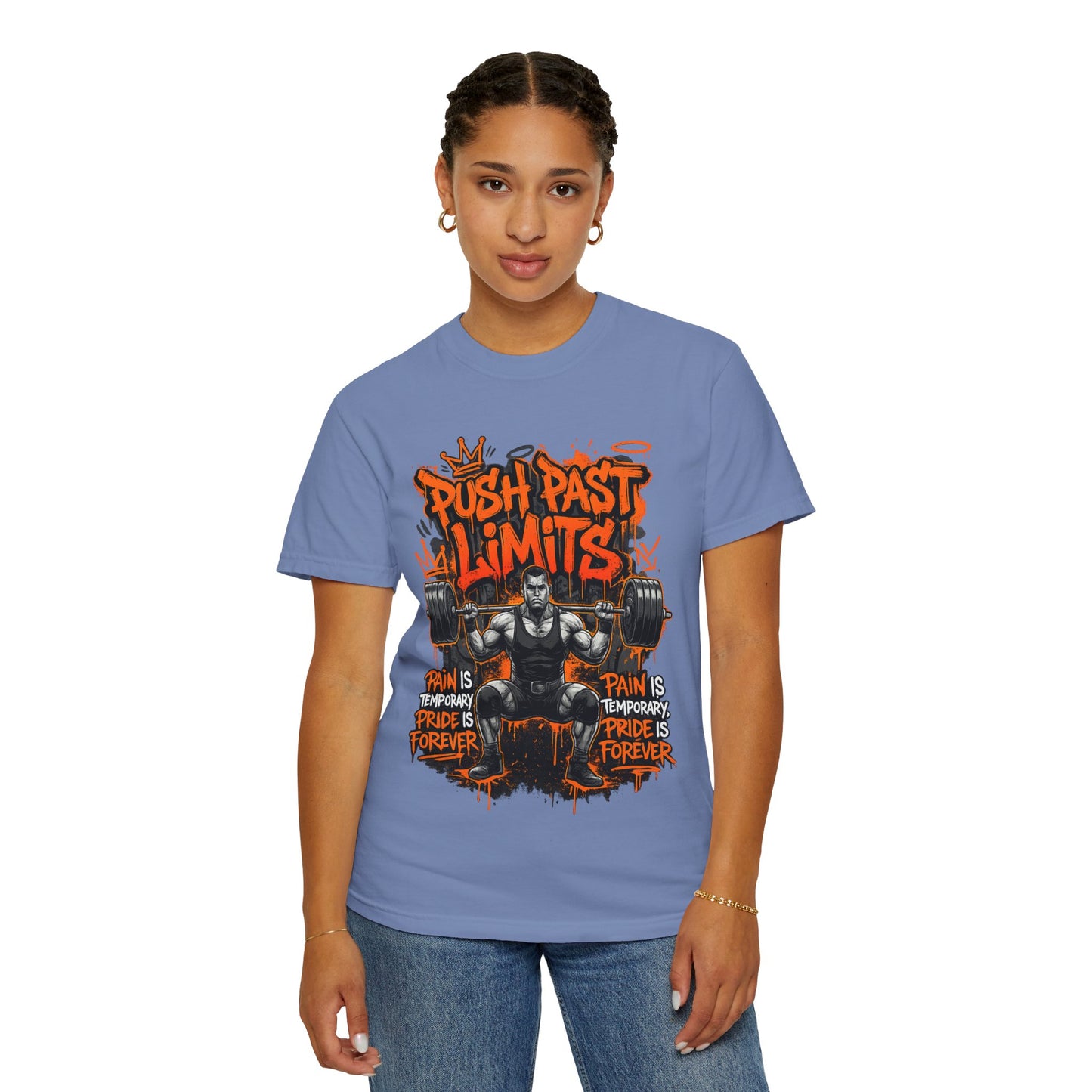 Push Past Limits weightlifting graphic tee | Motivational gym shirt
