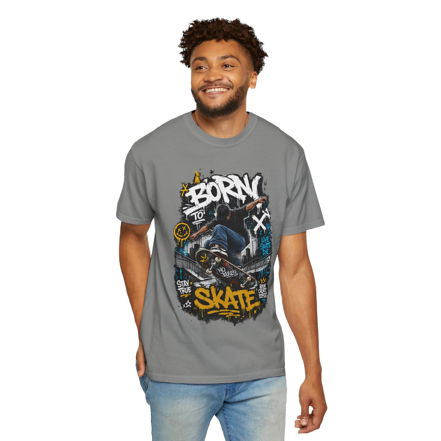 Born To Skate graphic tee | Skateboarder street art T-Shirt