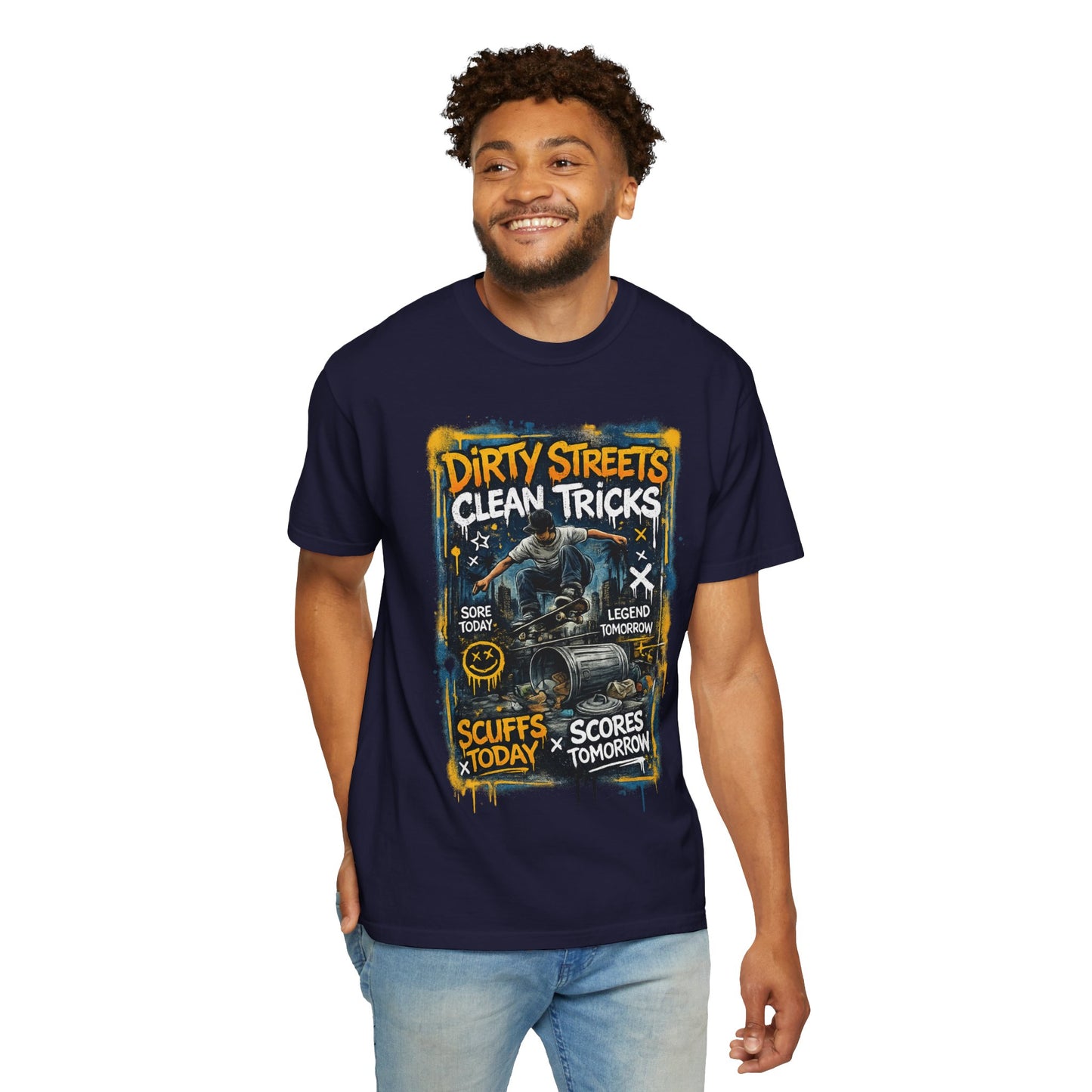 Dirty Streets, Clean Tricks Skate T-Shirt — Scuffs Today, Scores Tomorrow