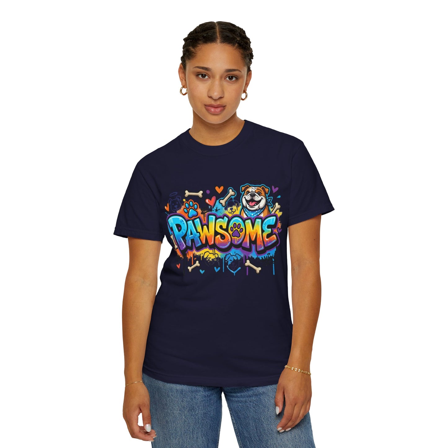 Pawsome Graffiti Dog T-Shirt — Colorful Pet Lover Tee
