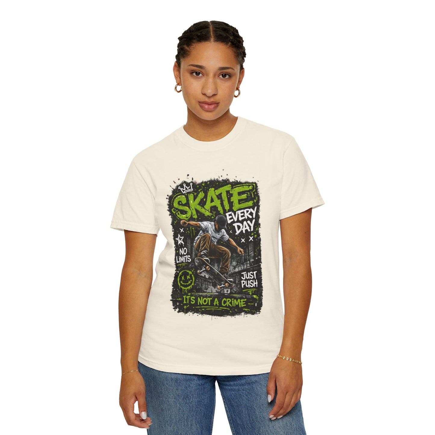 Skate Every Day Graphic T-Shirt — "It's Not a Crime" Skateboard Tee