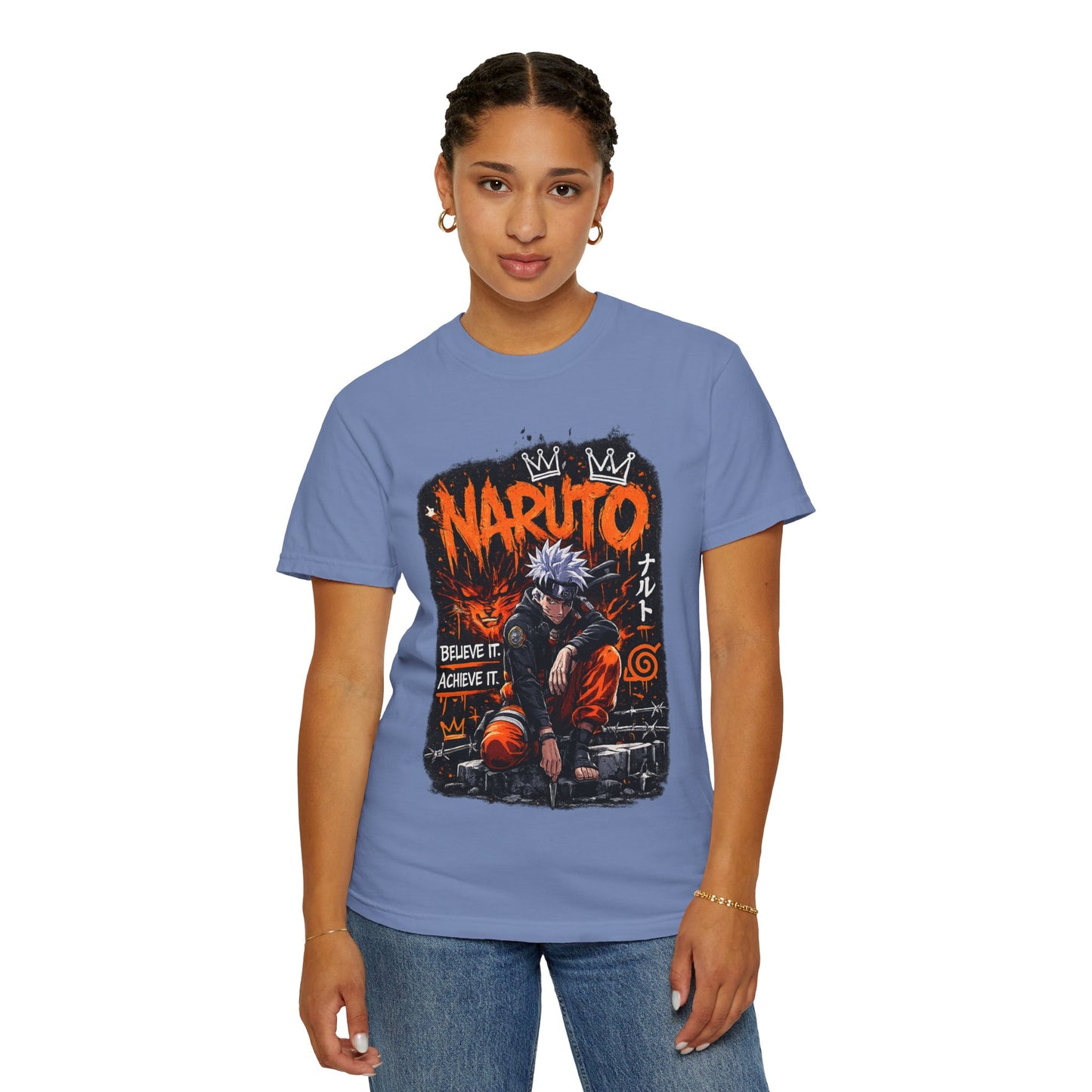 Anime Graphic T-Shirt - "Believe It, Achieve It" Naruto Streetwear Tee