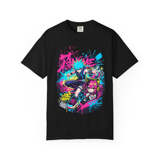 Anime Streetwear T‑Shirt — Neon Punk 'Eat Me' Graphic