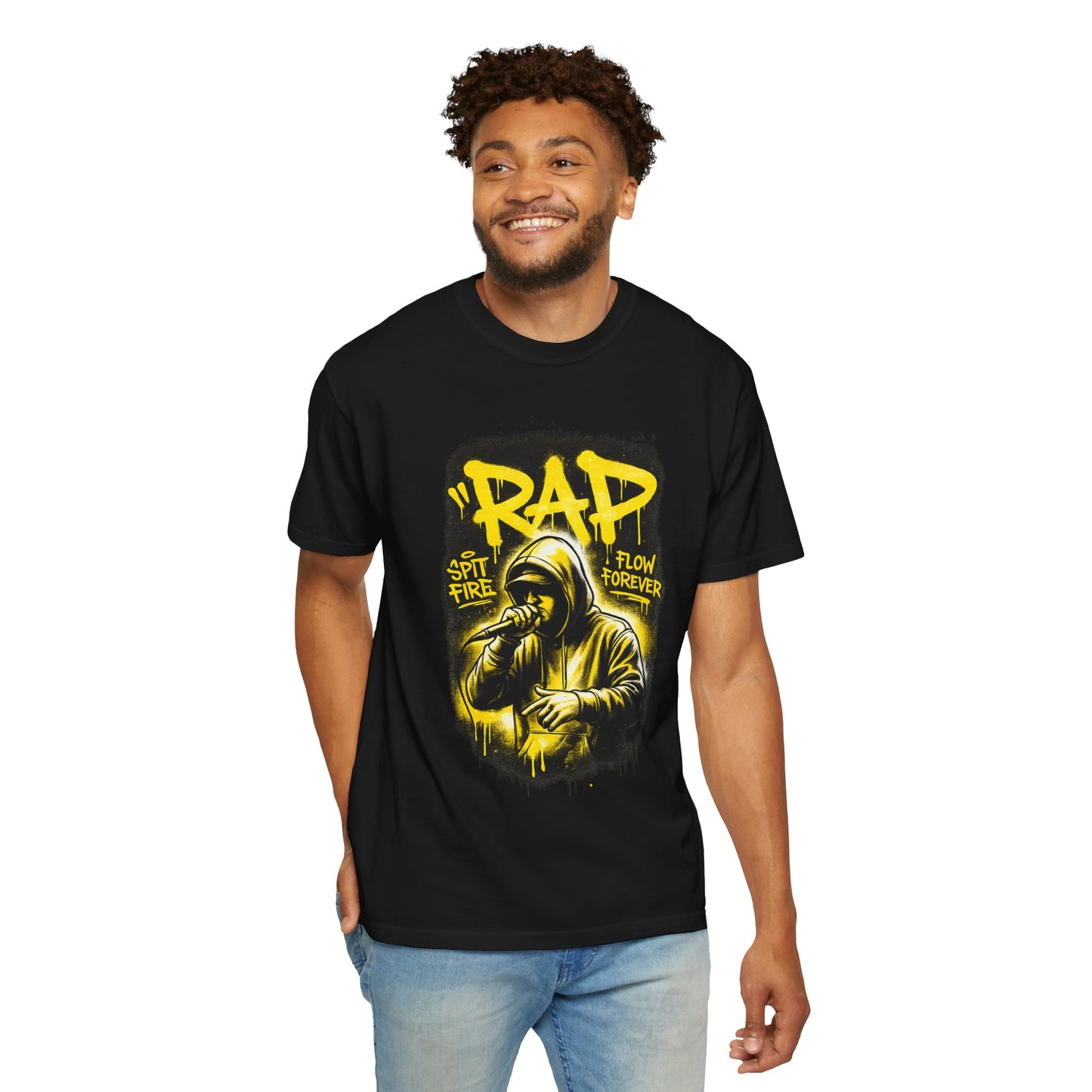 Rap Microphone Graphic T-Shirt — Spit Fire Flow Forever Hip Hop Tee