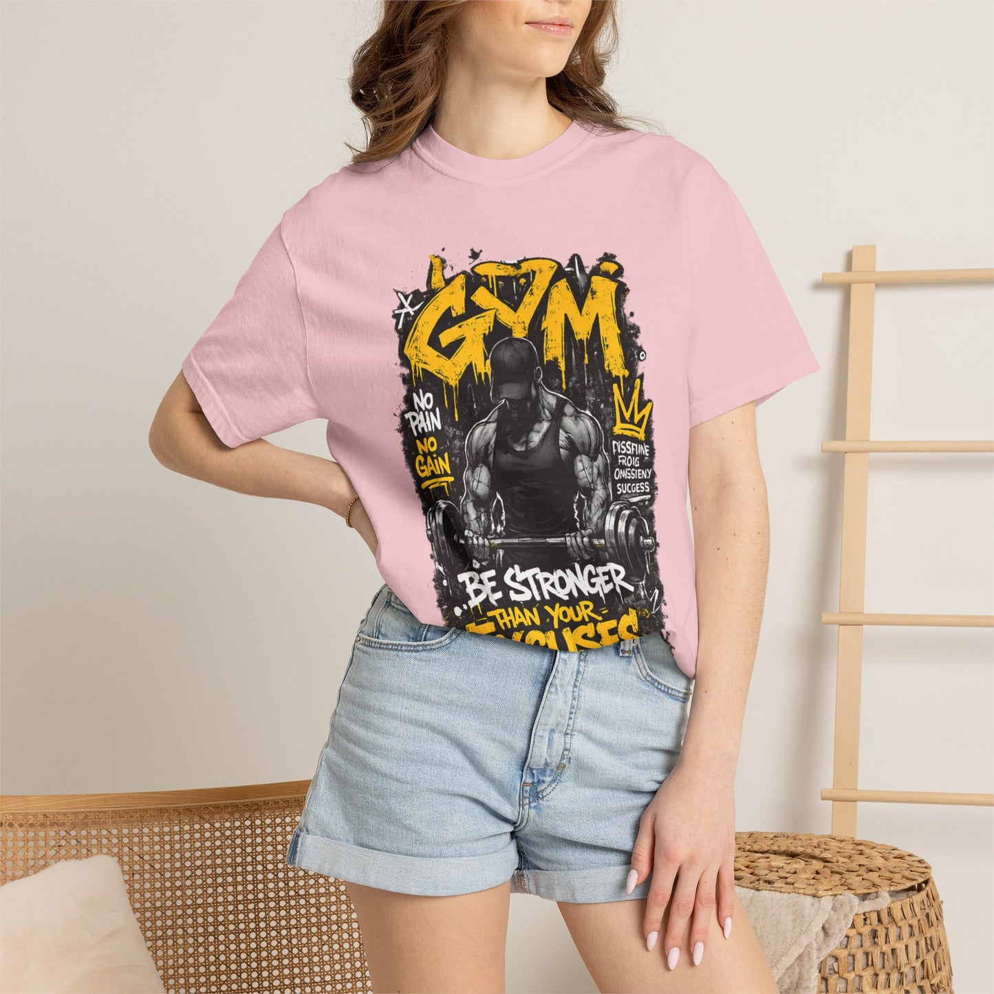 Gym Weightlifting Illustration T-shirt | Be Stronger Than Your Excuses