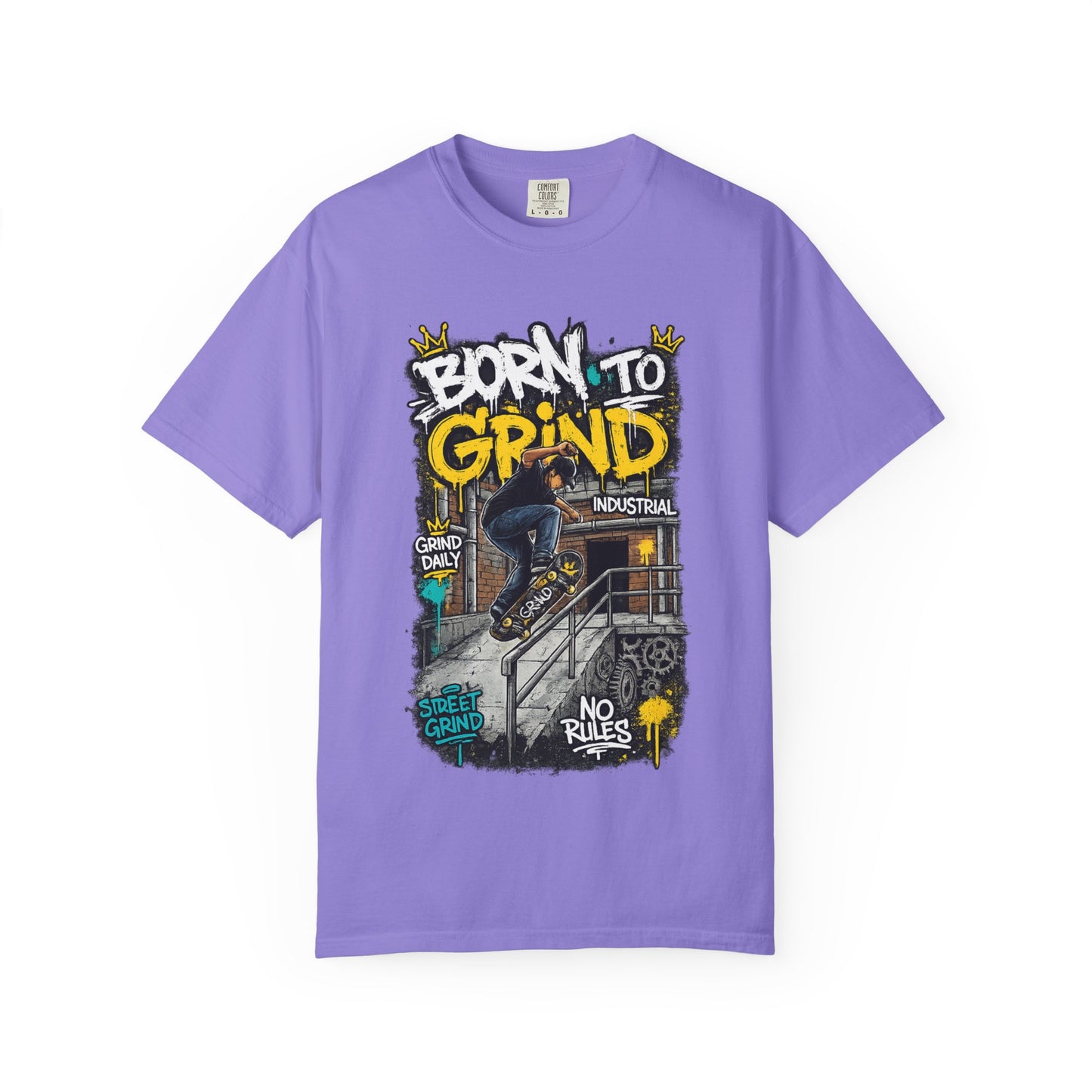 Born to Grind skateboarding graphic T-shirt | Skateboarder street art tee