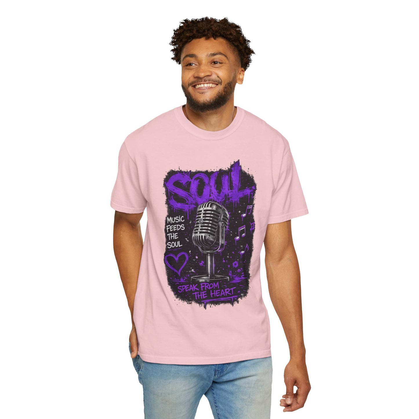 Soul Microphone T-Shirt — "Music Feeds the Soul" Vintage Mic Tee