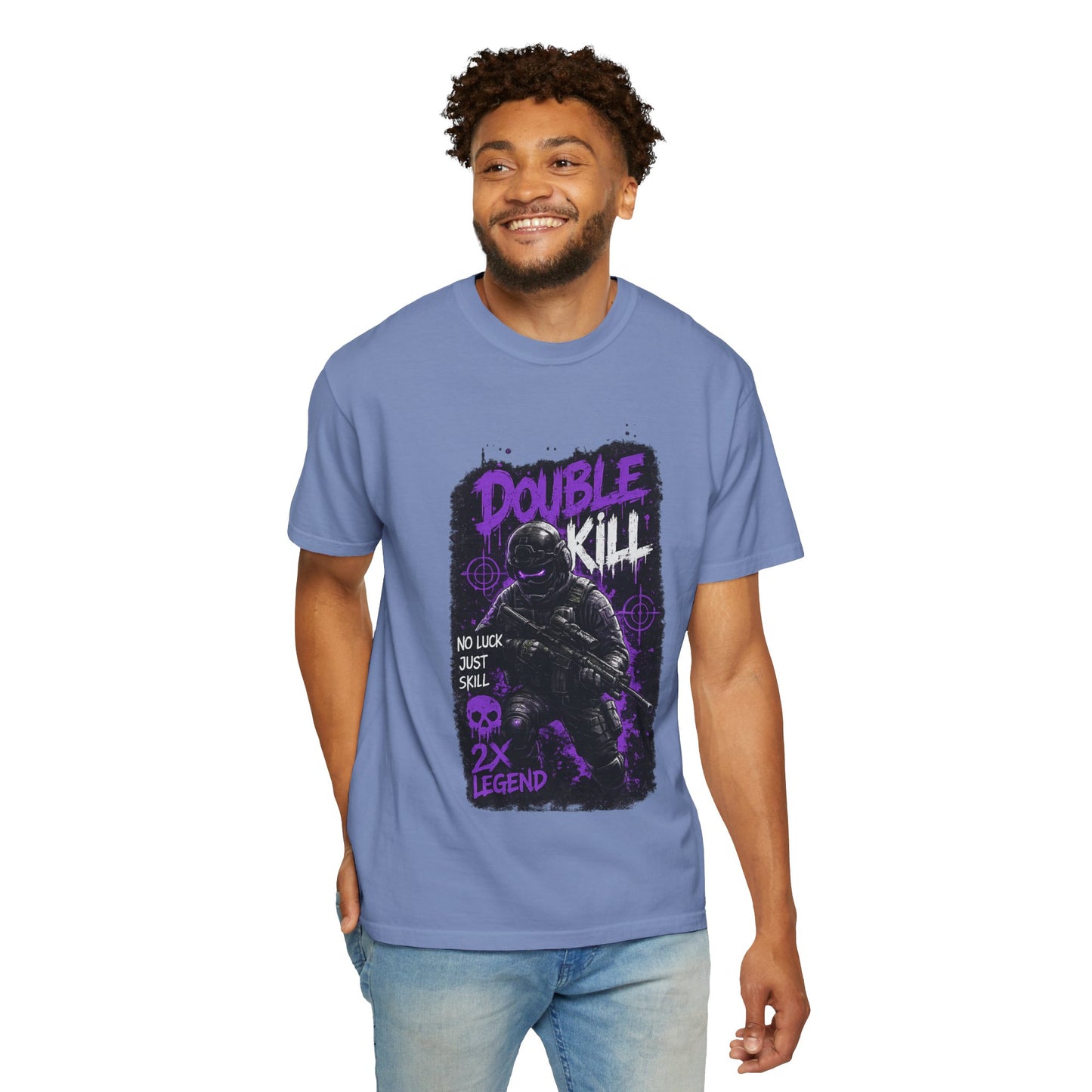 Double Kill Gamer T-Shirt — Retro Neon FPS Graphic Tee