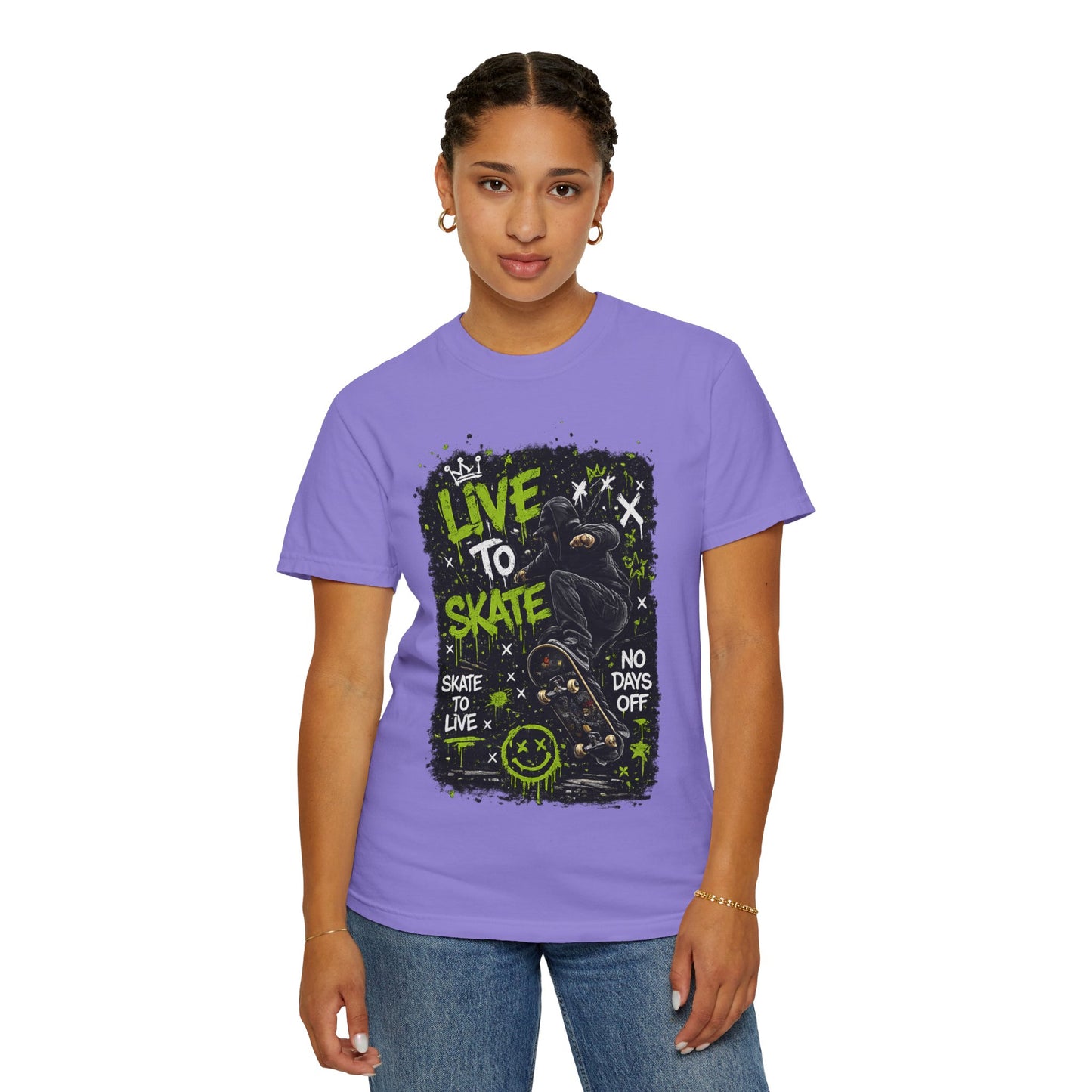 Live to Skate Graphic T-Shirt – Skateboarder Streetwear Tee