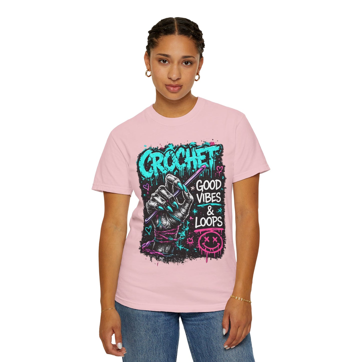 Crochet 'Good Vibes & Loops' Graphic T-Shirt