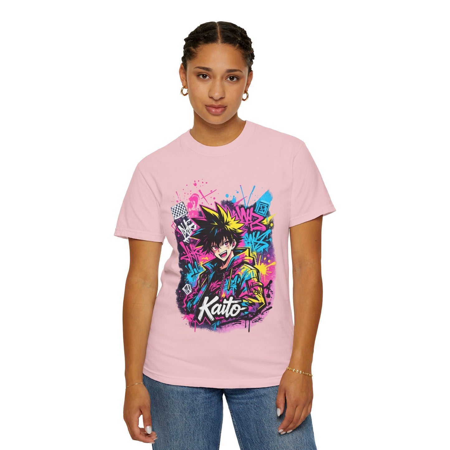 Kaito Anime Streetwear T-Shirt — Neon Graffiti Character Tee