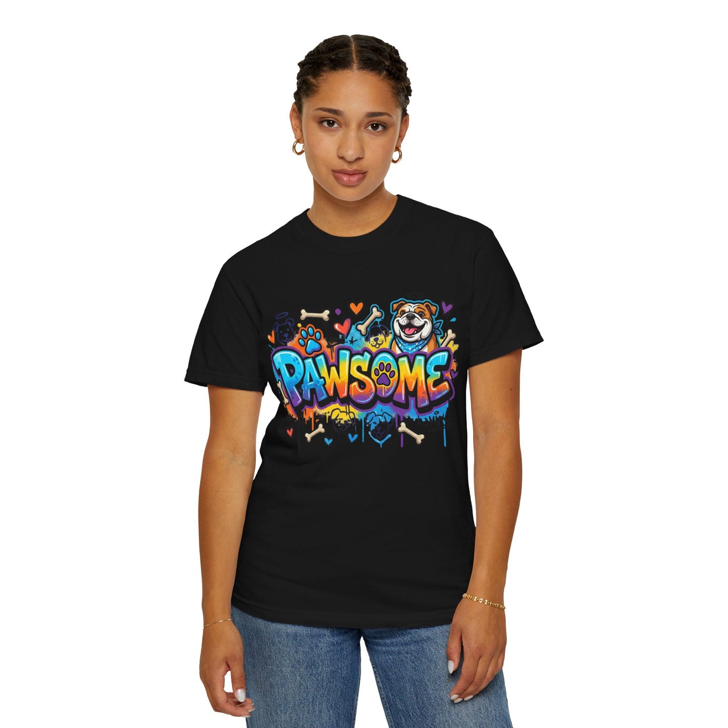 Pawsome Graffiti Dog T-Shirt — Colorful Pet Lover Tee