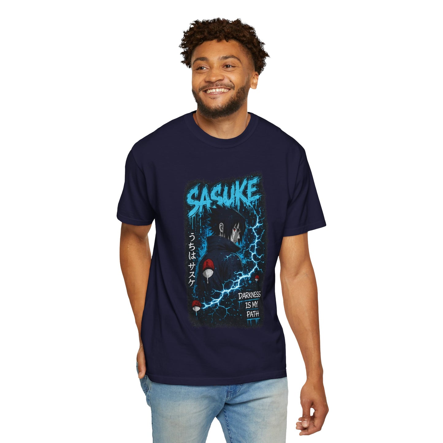 Sasuke Anime T-Shirt — "Darkness Is My Path" Graphic Tee