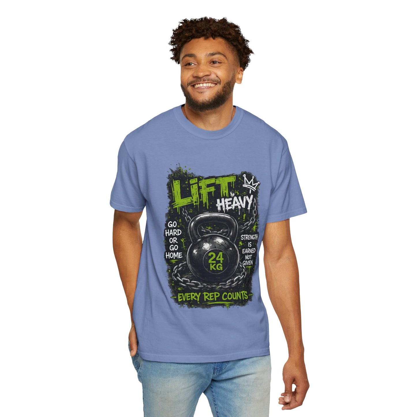 Kettlebell 'Lift Heavy' T-Shirt — Every Rep Counts Gym Tee