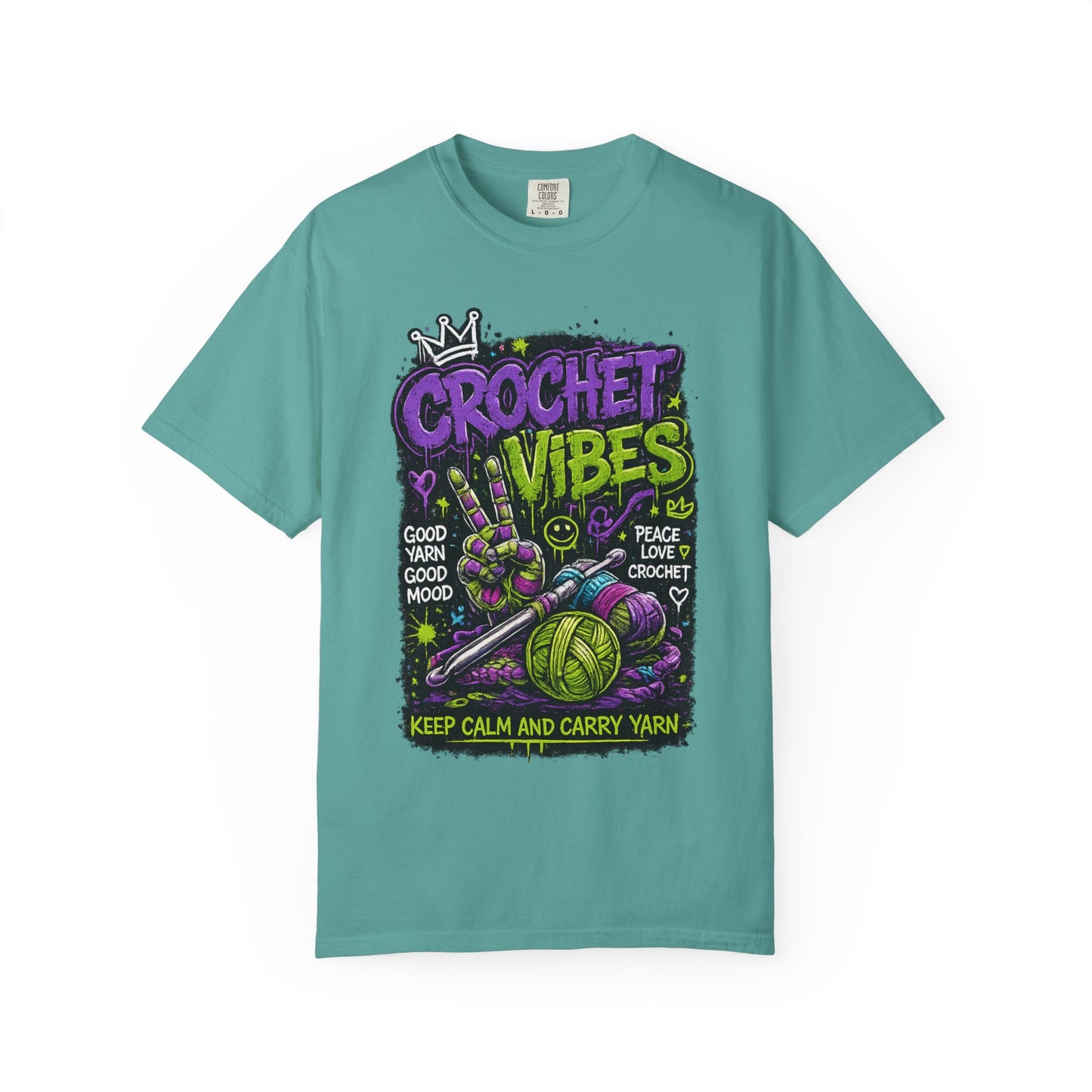 Crochet Vibes T-Shirt — Keep Calm and Carry Yarn Graphic Tee
