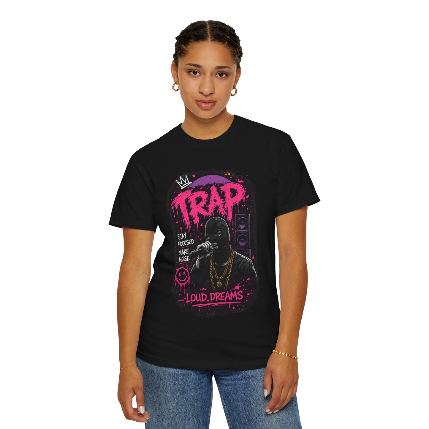 Trap Music T-Shirt — "Stay Focused Make Noise" Loud Dreams Graphic Tee