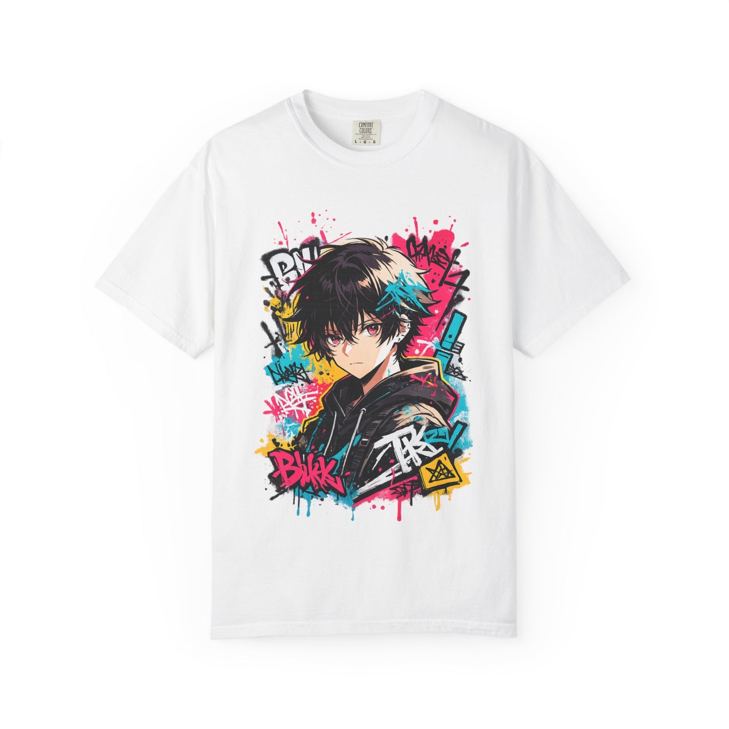 Anime Streetwear T‑Shirt — Graffiti Boy Graphic Tee