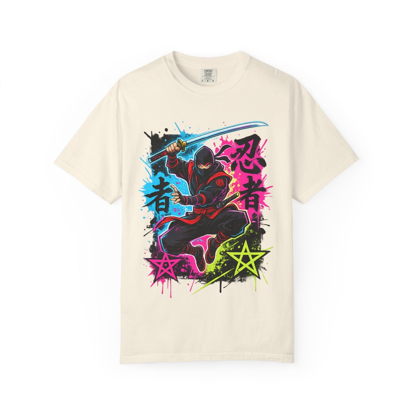 Neon Ninja Graphic T-Shirt — Vibrant Samurai Skate Style