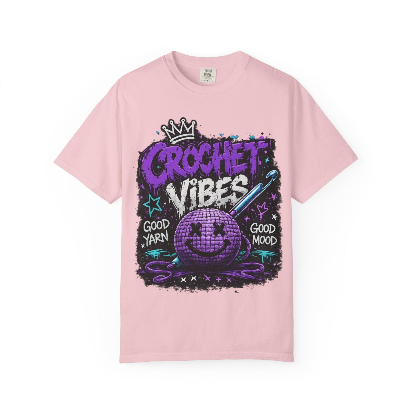 Crochet Vibes T-Shirt — 'Good Yarn, Good Mood' Graphic Tee